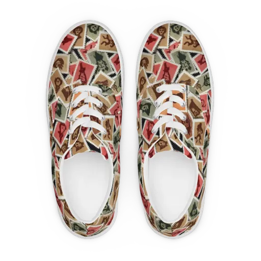 Postmarked Mischief on a Men's Lace-Up Canvas Shoes