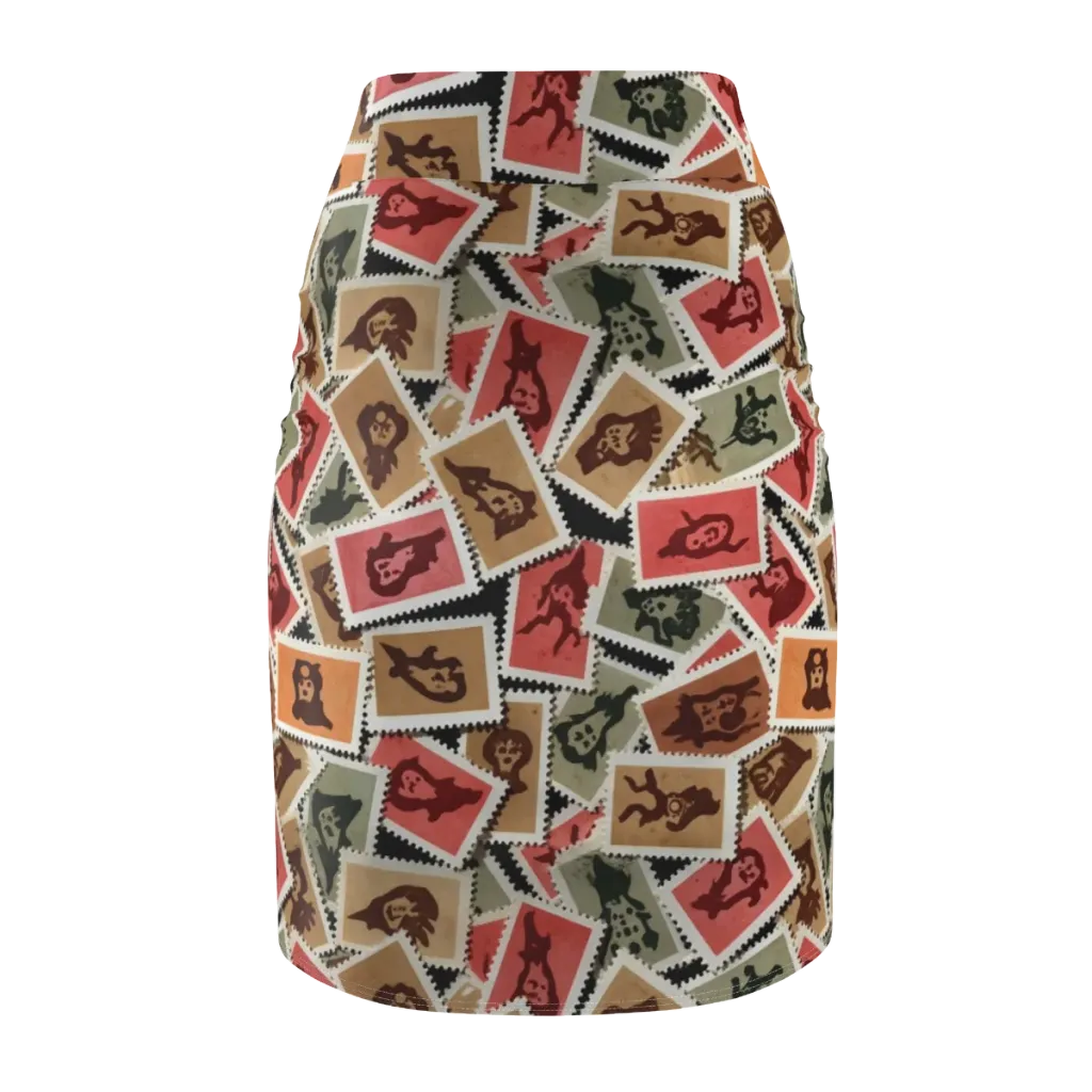 Postmarked Mischief on Pencil Skirt — Back