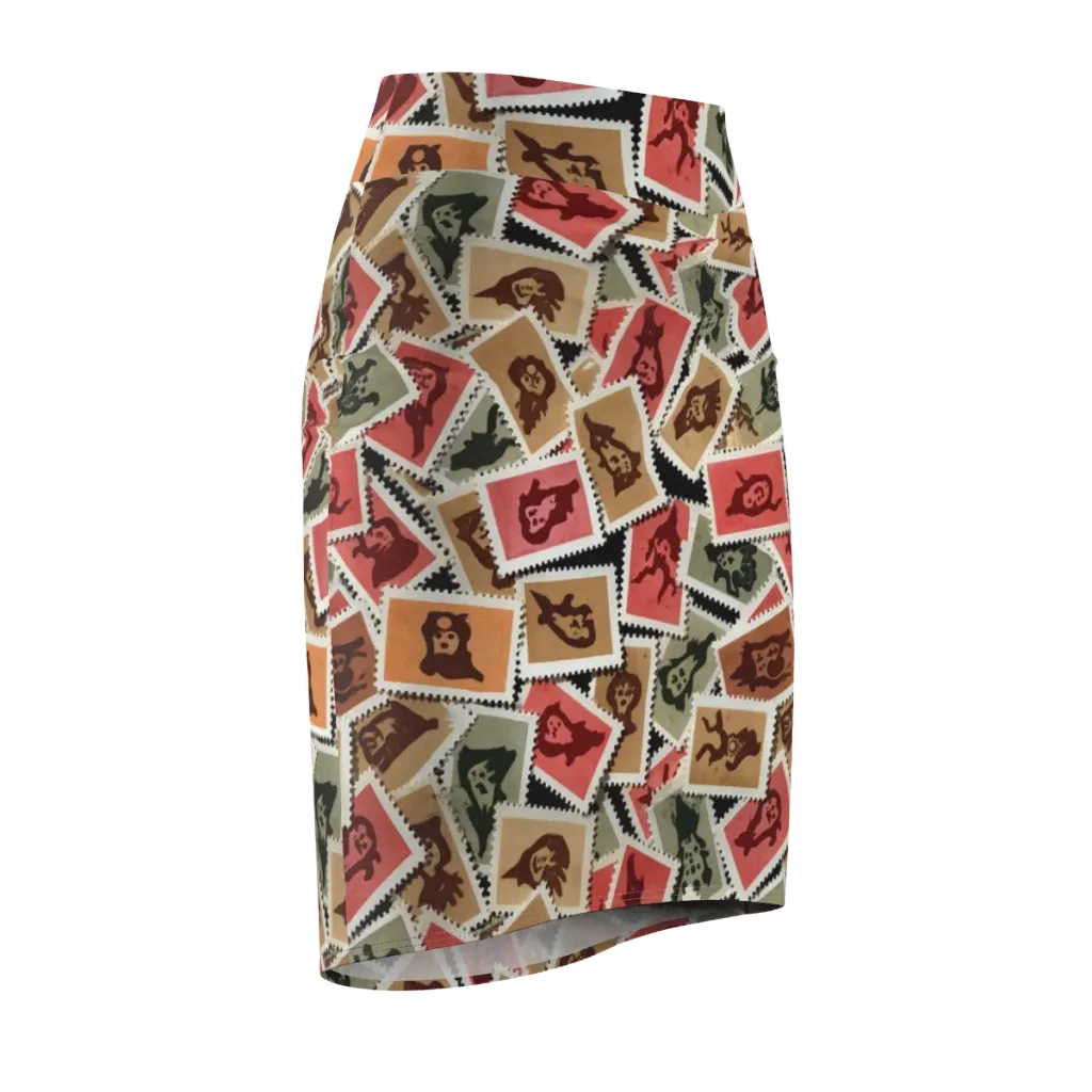 Postmarked Mischief on Pencil Skirt — Front Side