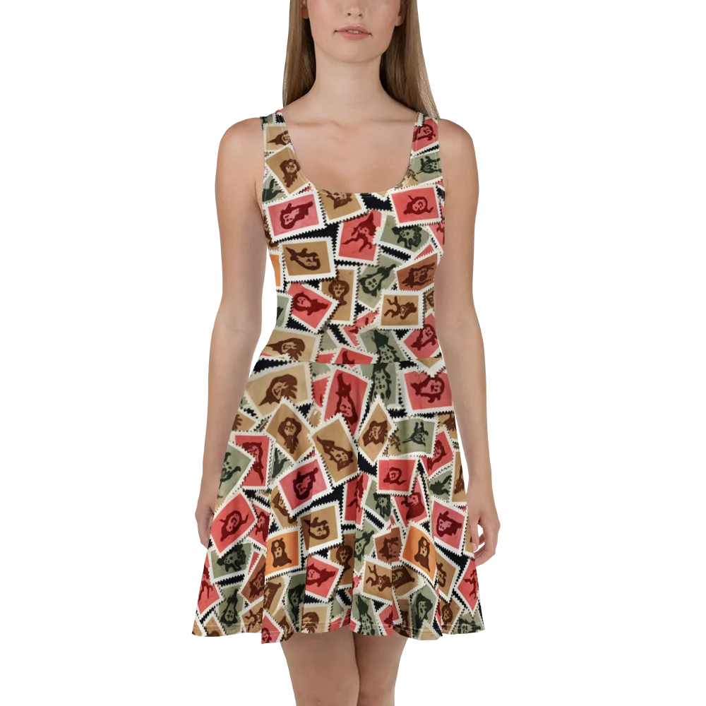 Postmarked Mischief on Skater Dress — Front