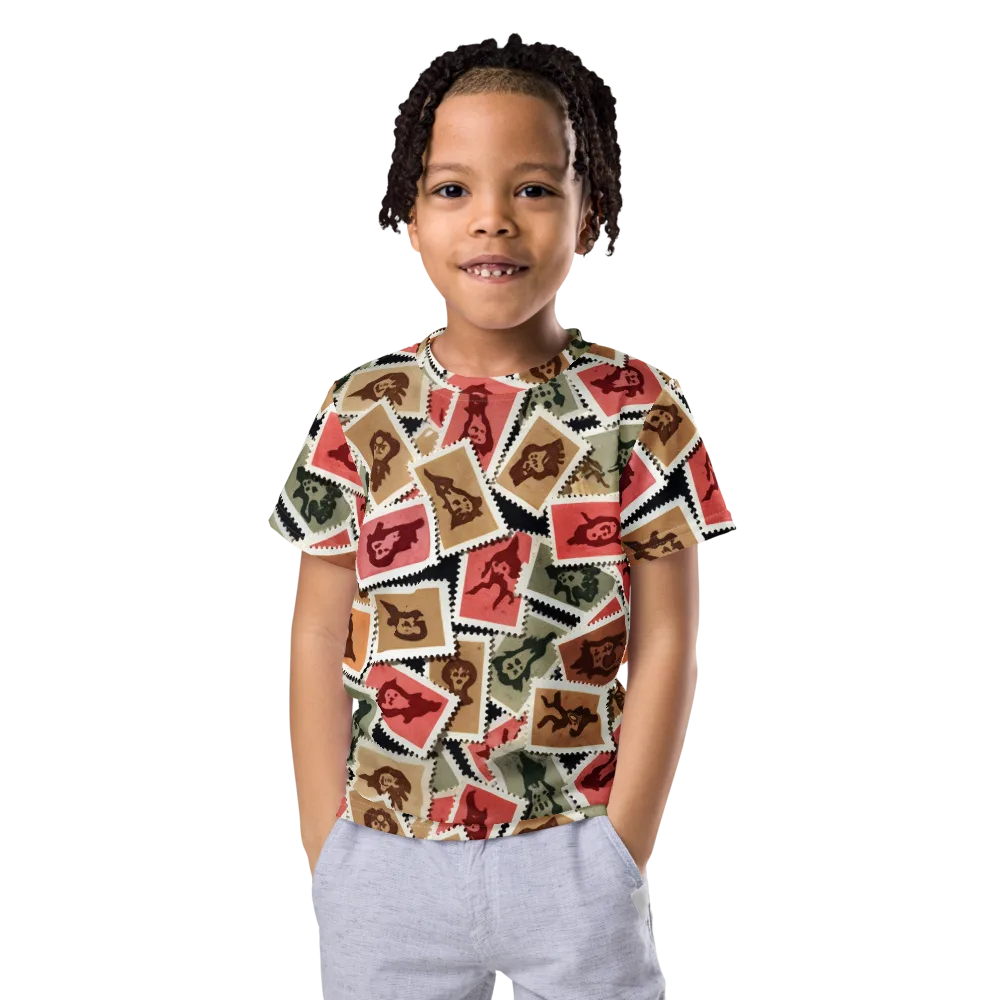 Postmarked Mischief on Kids Crew Neck T-Shirt — Front