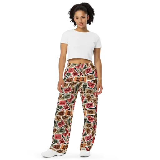 Postmarked Mischief on a Wide-Leg Pants