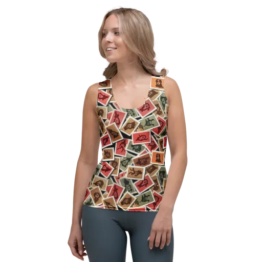 Postmarked Mischief on a Women's Tank Top