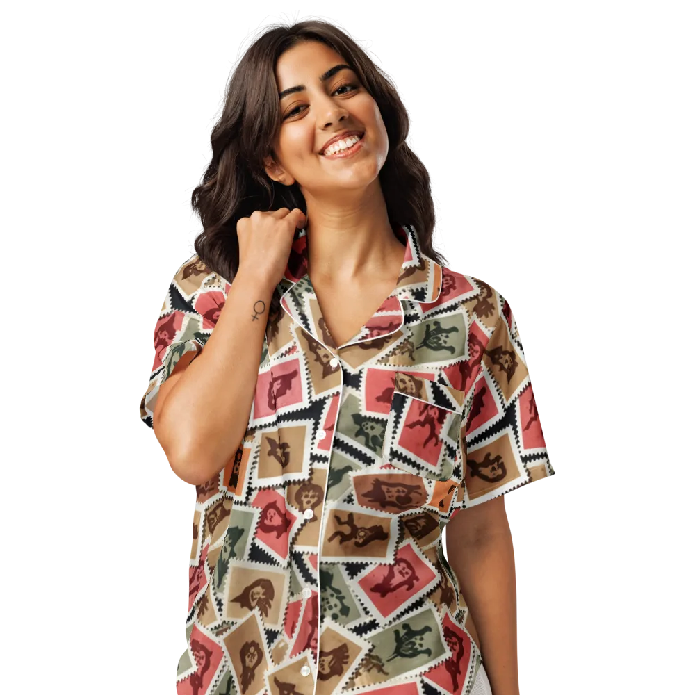 Postmarked Mischief on Women's Short Sleeve Pajama Top — Front