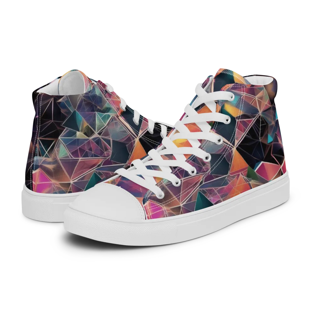 Shard Garden on Men's High Top Canvas Shoes — Left