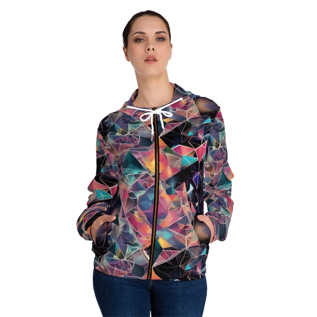 Shard Garden on Women's Full-Zip Hoodie — Front On Person