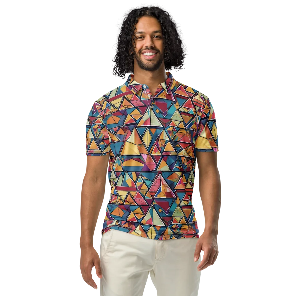 Color Theory Clash on Men's Slim Fit Polo Shirt — Front