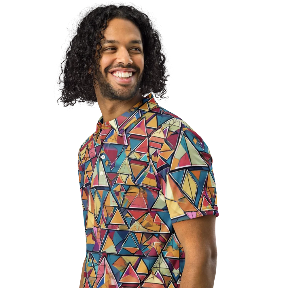 Color Theory Clash on Men's Slim Fit Polo Shirt — Left Front