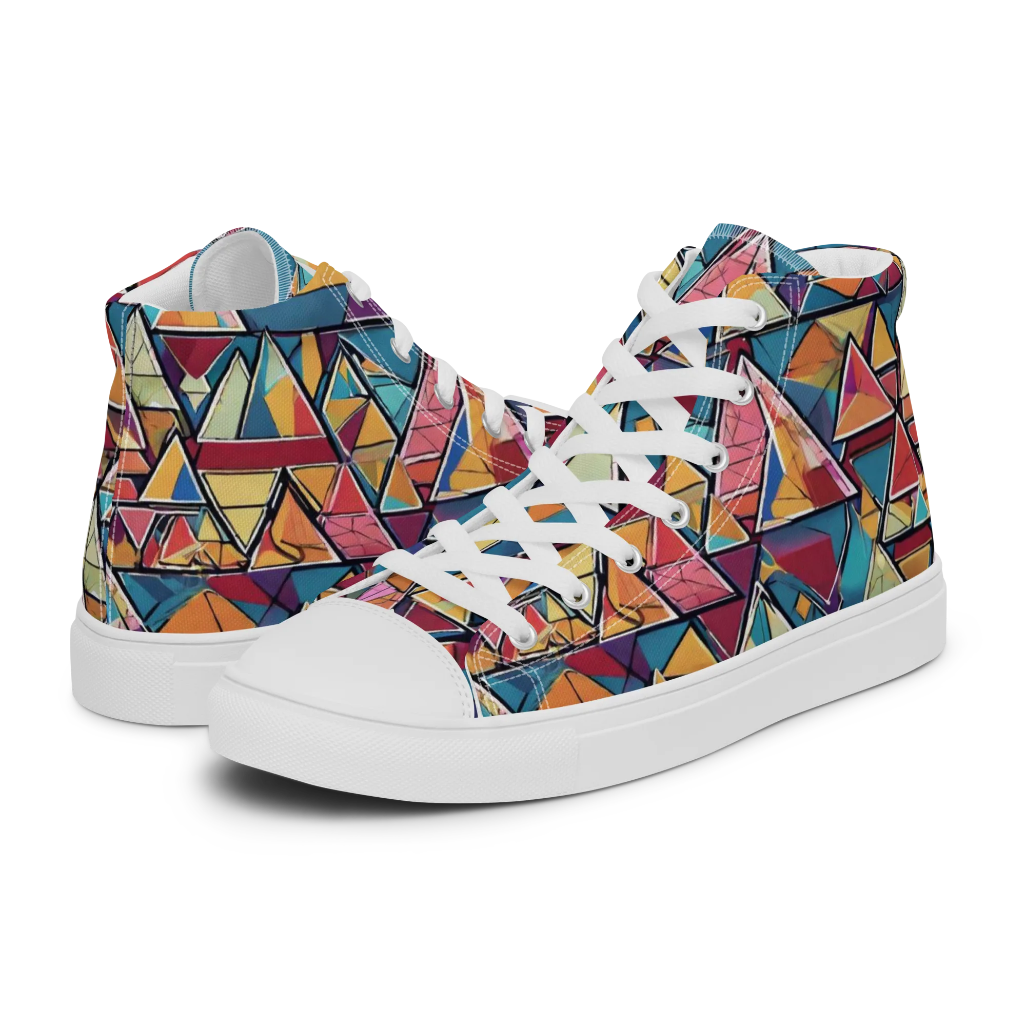 Color Theory Clash on Women's High Top Canvas Shoes — Left