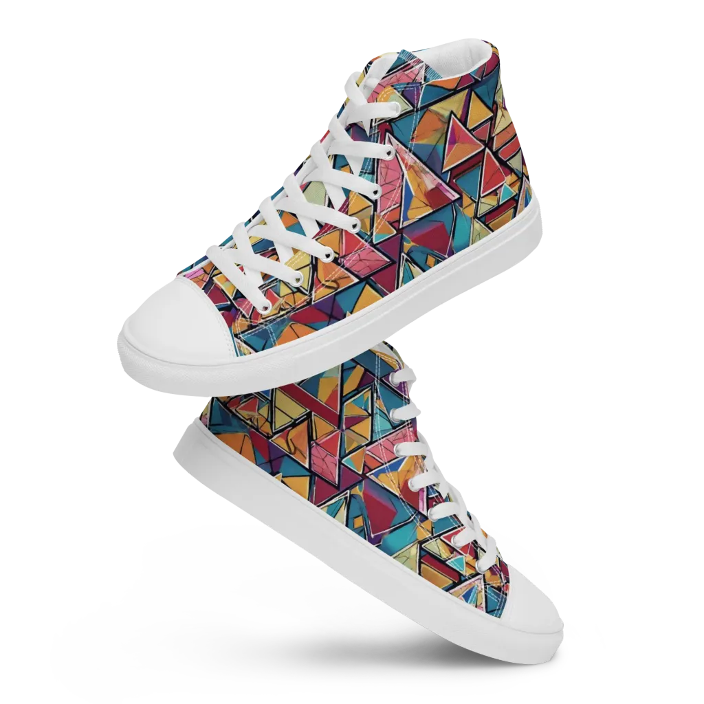 Color Theory Clash on Women's High Top Canvas Shoes — Front