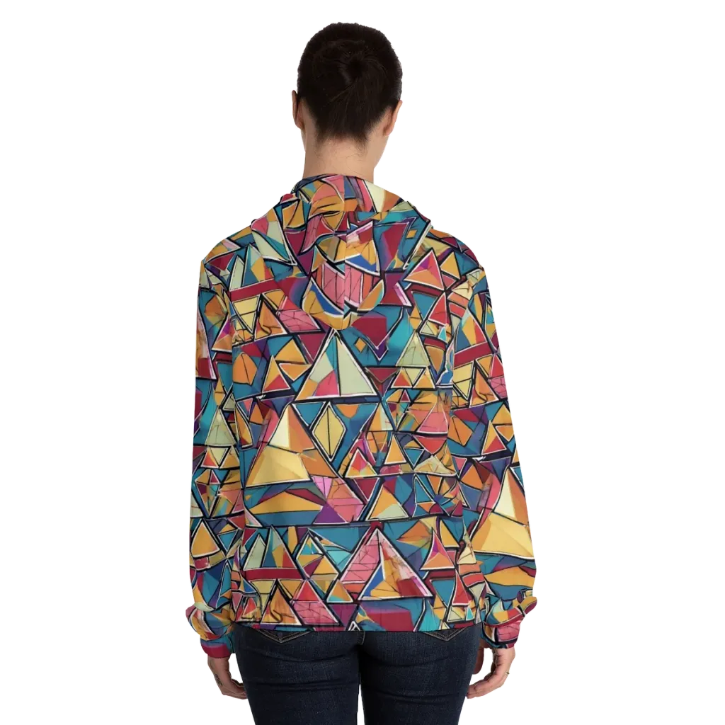 Color Theory Clash on Women's Full-Zip Hoodie — Back On Person