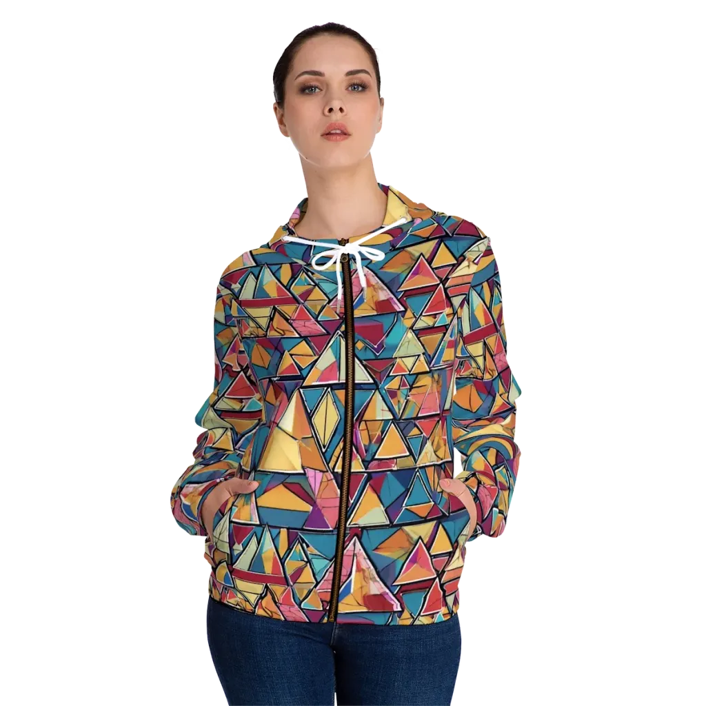 Color Theory Clash on Women's Full-Zip Hoodie — Front On Person