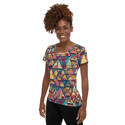 Color Theory Clash on a Women's Athletic T-Shirt