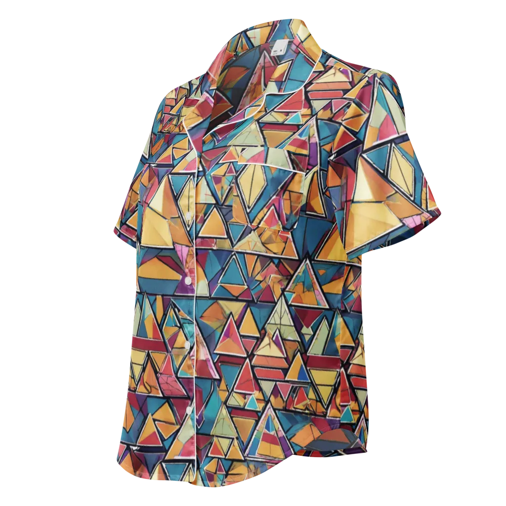 Color Theory Clash on Women's Short Sleeve Pajama Top — Left Front