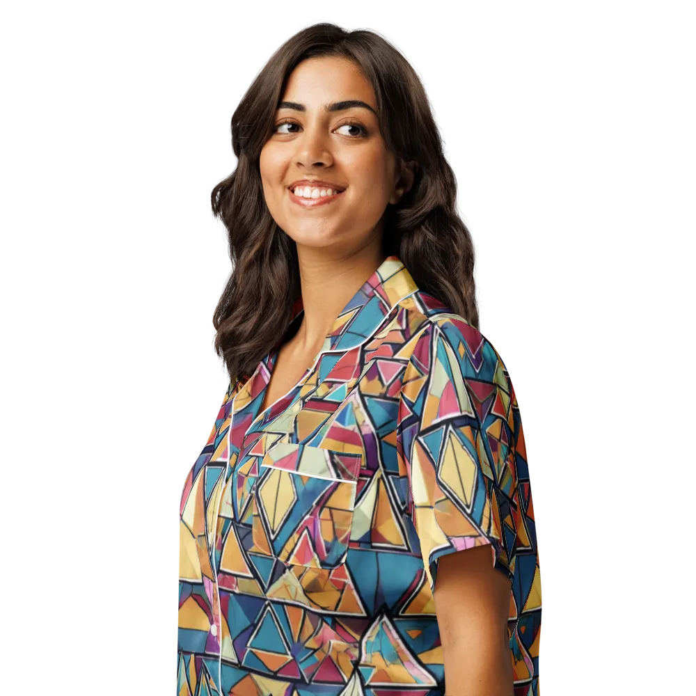 Color Theory Clash on Women's Short Sleeve Pajama Top — Left Front