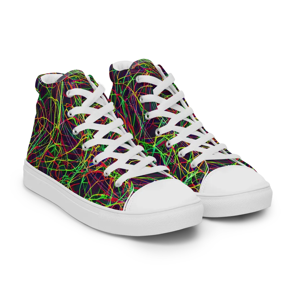Luminous Labyrinth on Men's High Top Canvas Shoes — Right Front