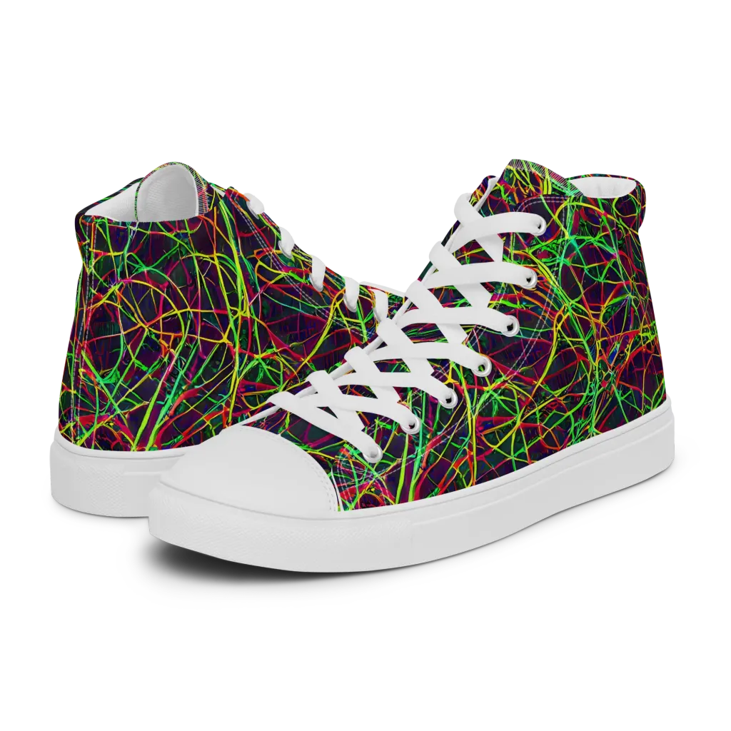 Luminous Labyrinth on Men's High Top Canvas Shoes — Left