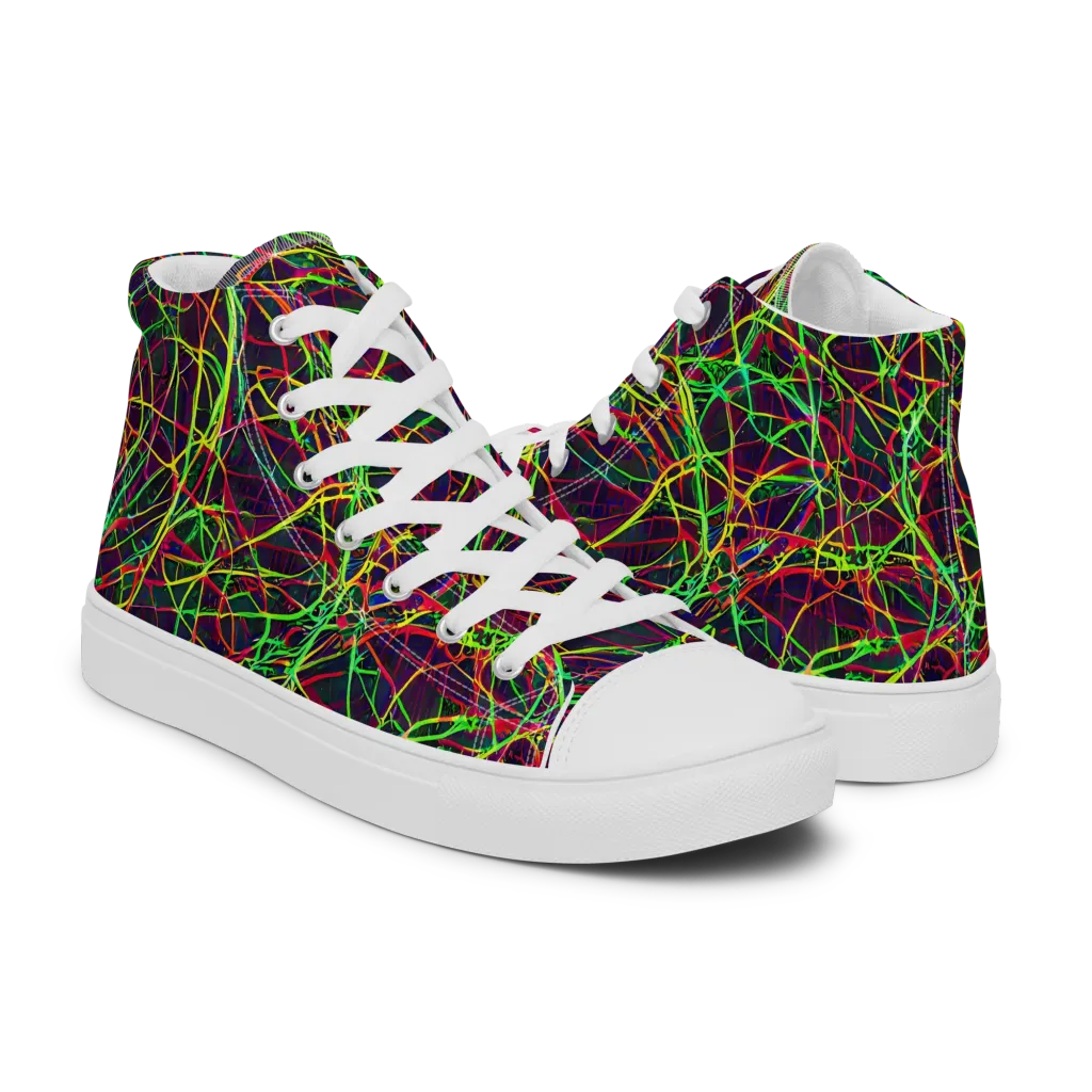 Luminous Labyrinth on Men's High Top Canvas Shoes — Right