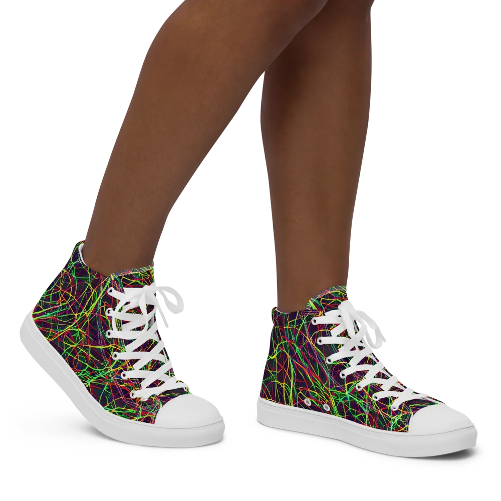 Luminous Labyrinth on Women's High Top Canvas Shoes — Right