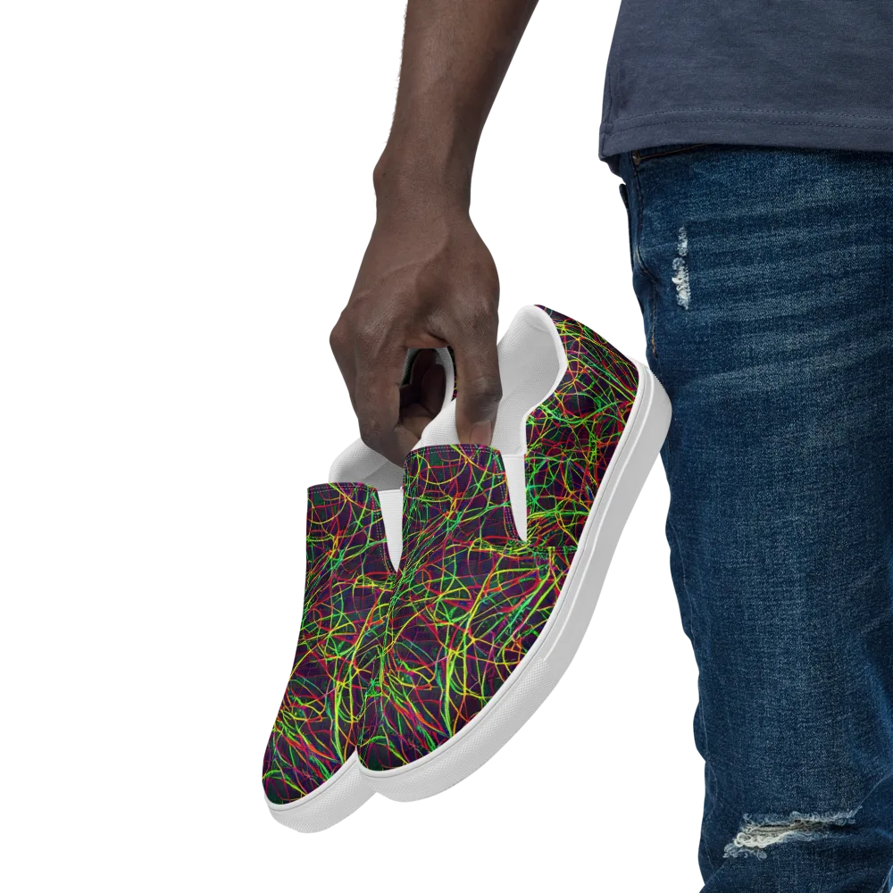 Luminous Labyrinth on Men's Slip-On Canvas Shoes — Left Front