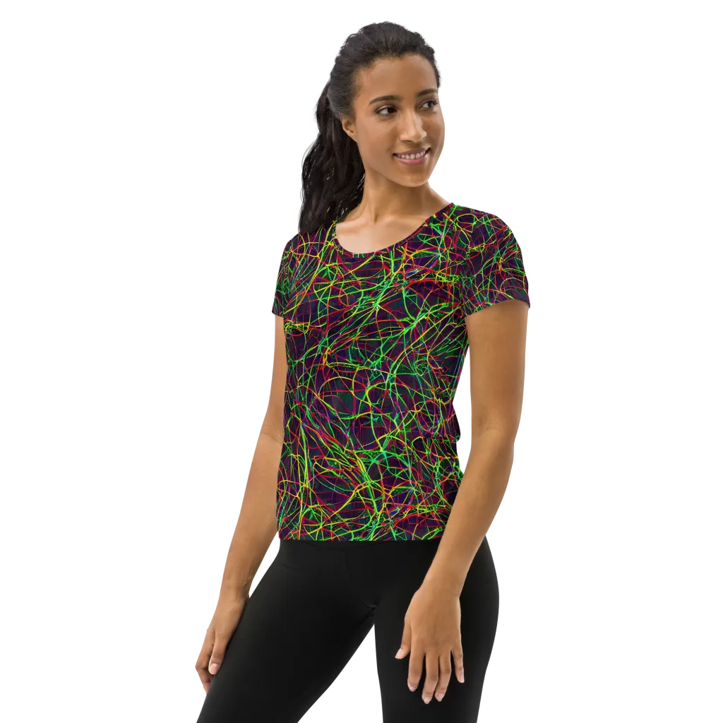 Luminous Labyrinth on Women's Athletic T-Shirt — Left