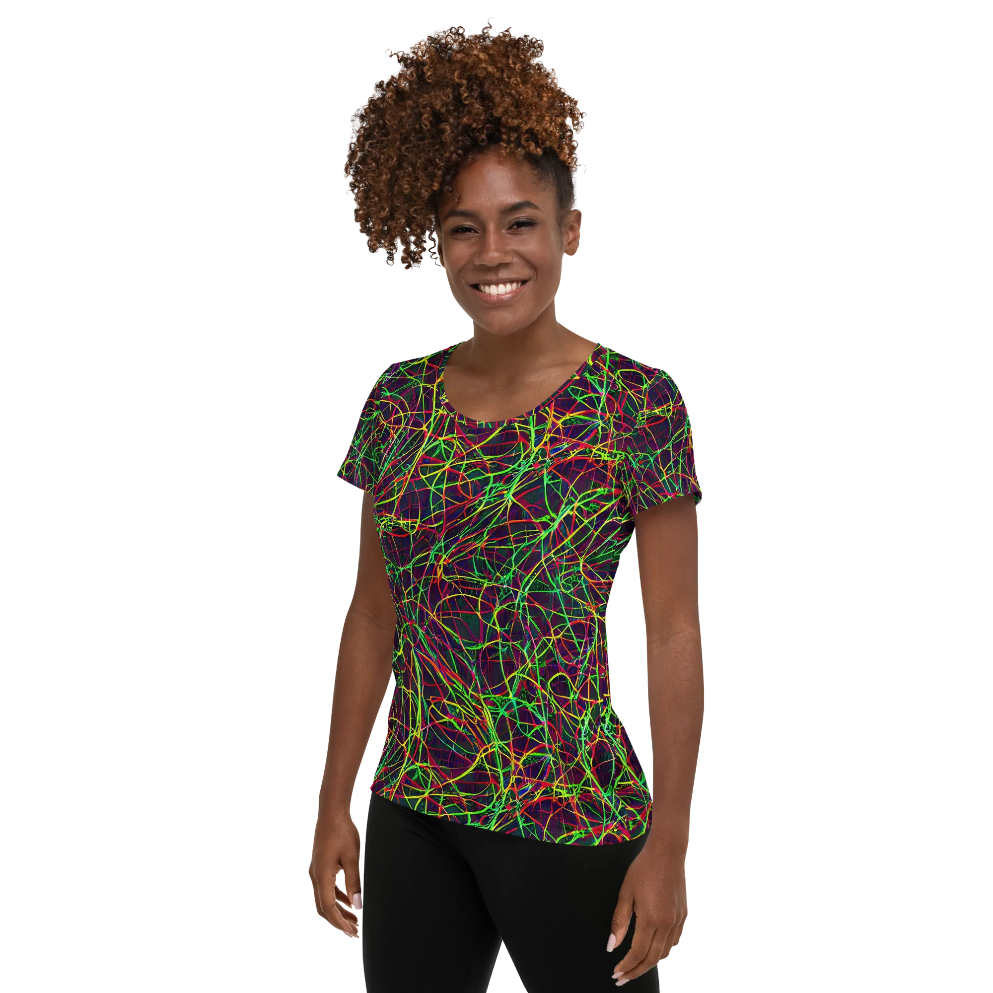 Luminous Labyrinth on Women's Athletic T-Shirt — Left