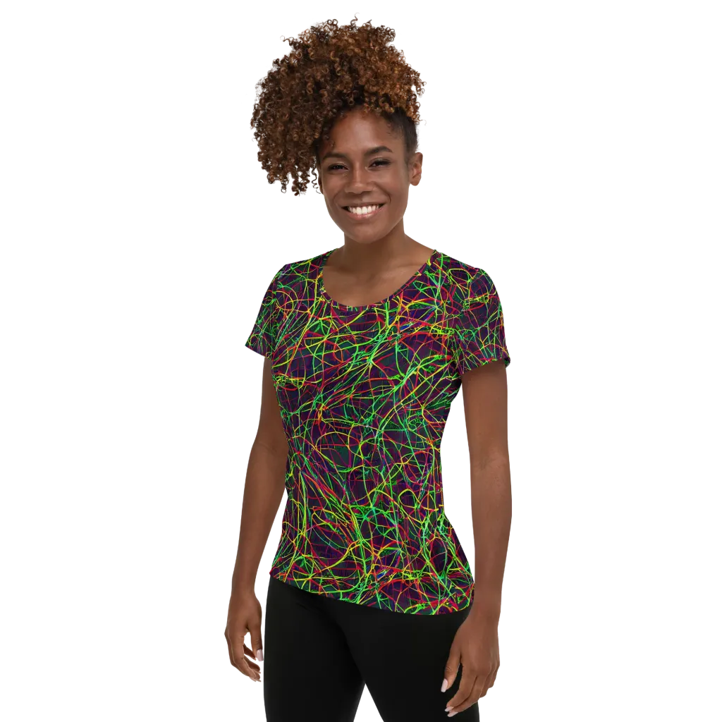 Luminous Labyrinth on Women's Athletic T-Shirt — Left