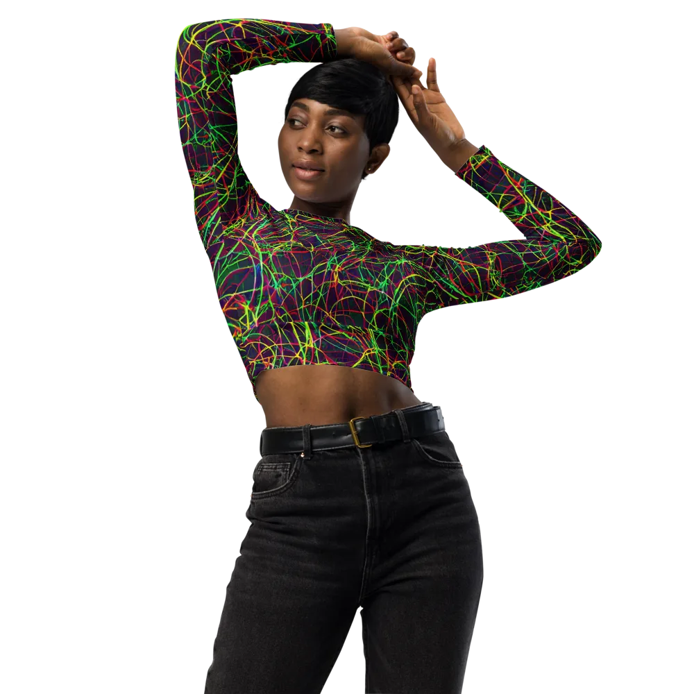 Luminous Labyrinth on Long Sleeve Crop Top — Front
