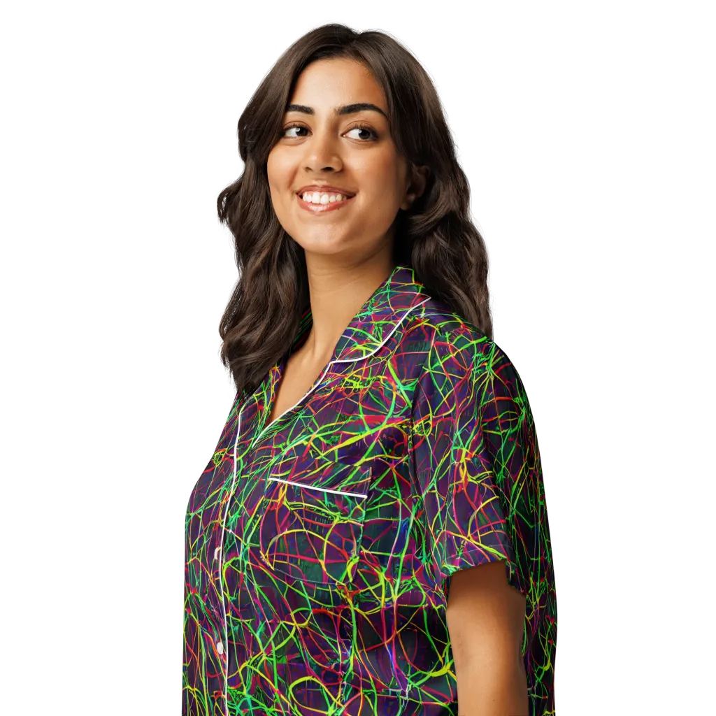 Luminous Labyrinth on Women's Short Sleeve Pajama Top — Left Front