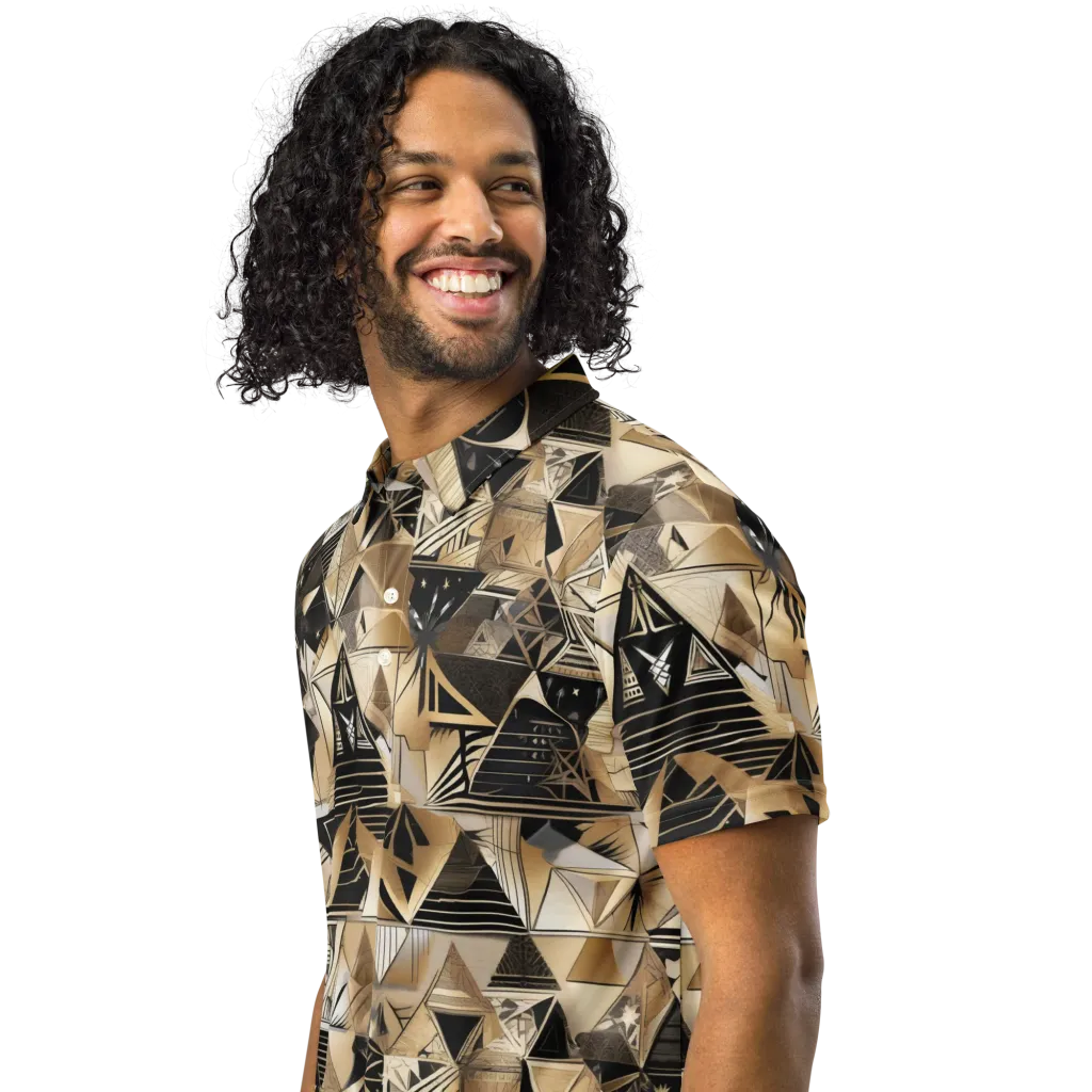 Nocturne Facets on Men's Slim Fit Polo Shirt — Left Front
