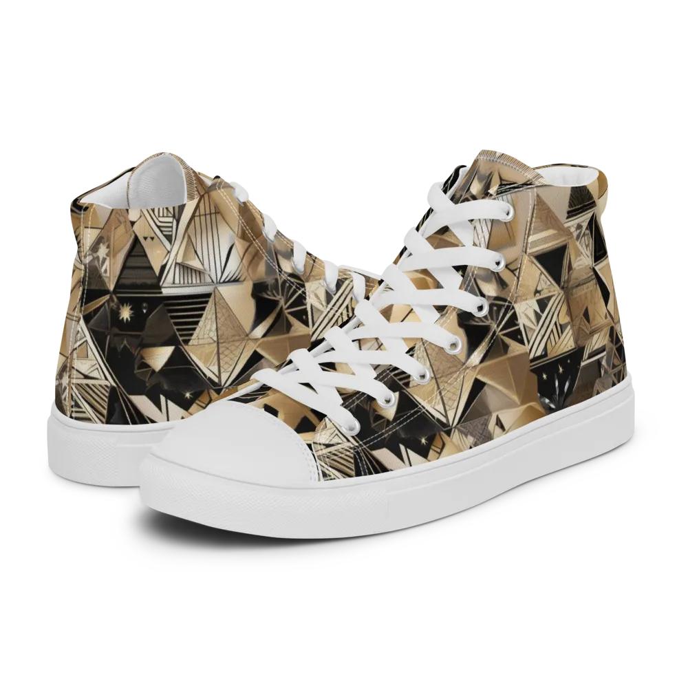 Nocturne Facets on Men's High Top Canvas Shoes — Left