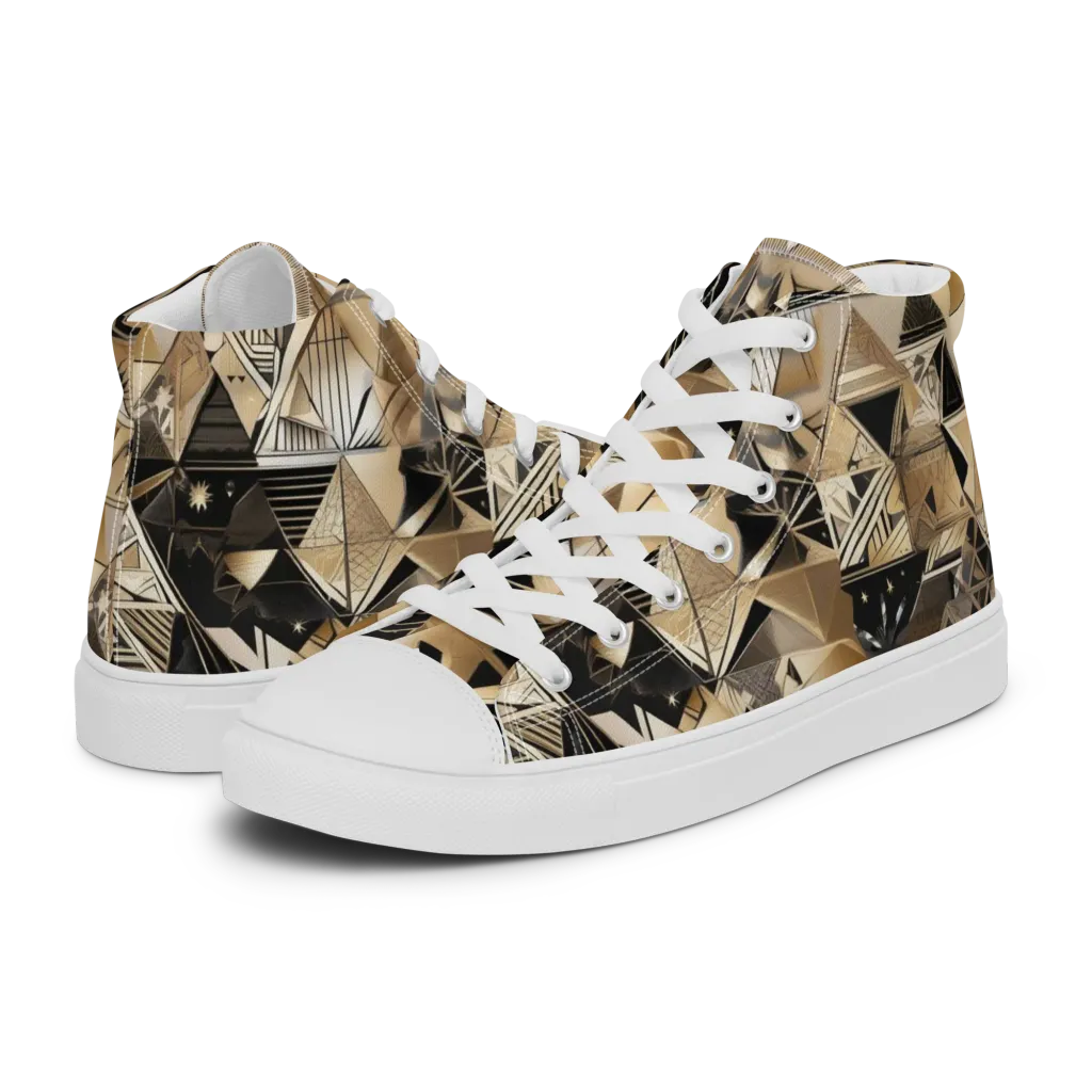 Nocturne Facets on Women's High Top Canvas Shoes — Left