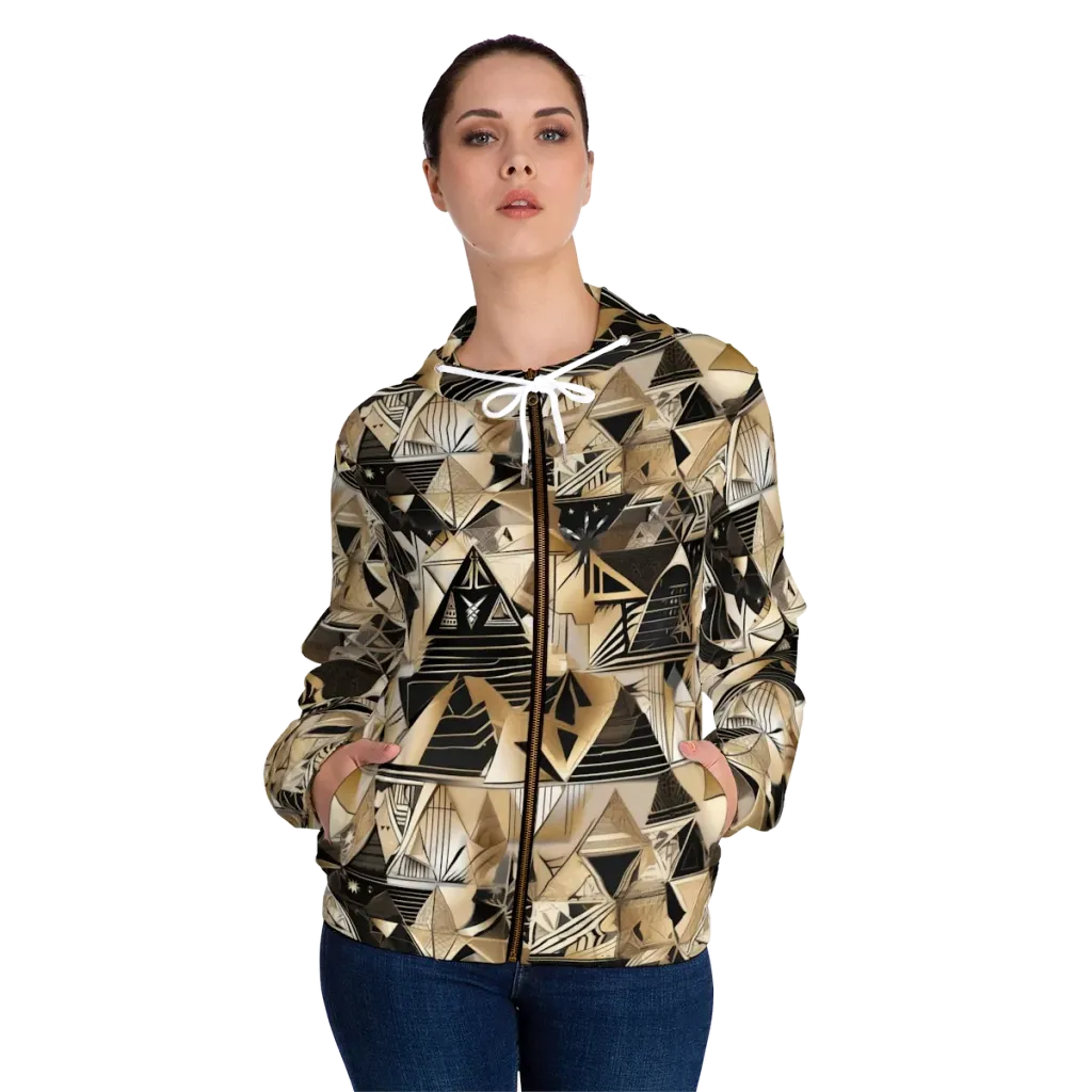 Nocturne Facets on Women's Full-Zip Hoodie — Front On Person