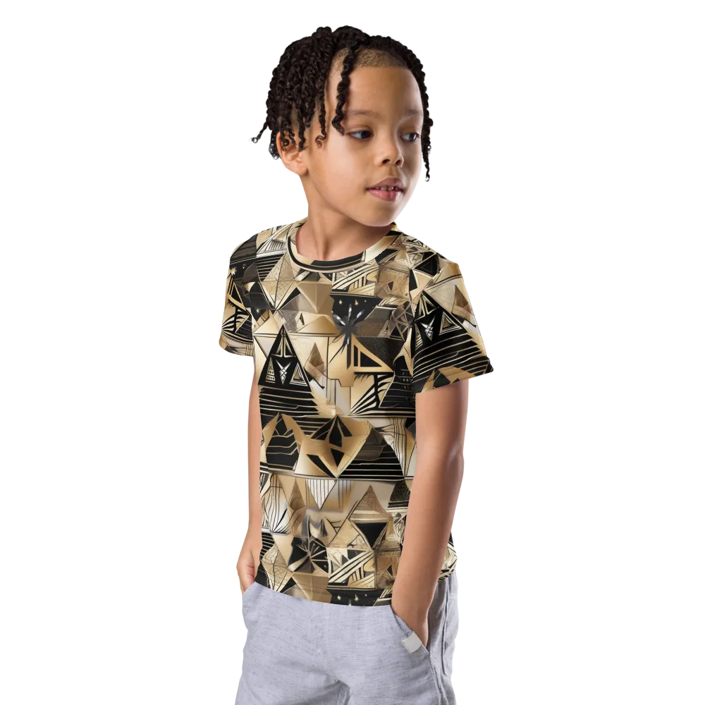 Nocturne Facets on Kids Crew Neck T-Shirt — Left Front