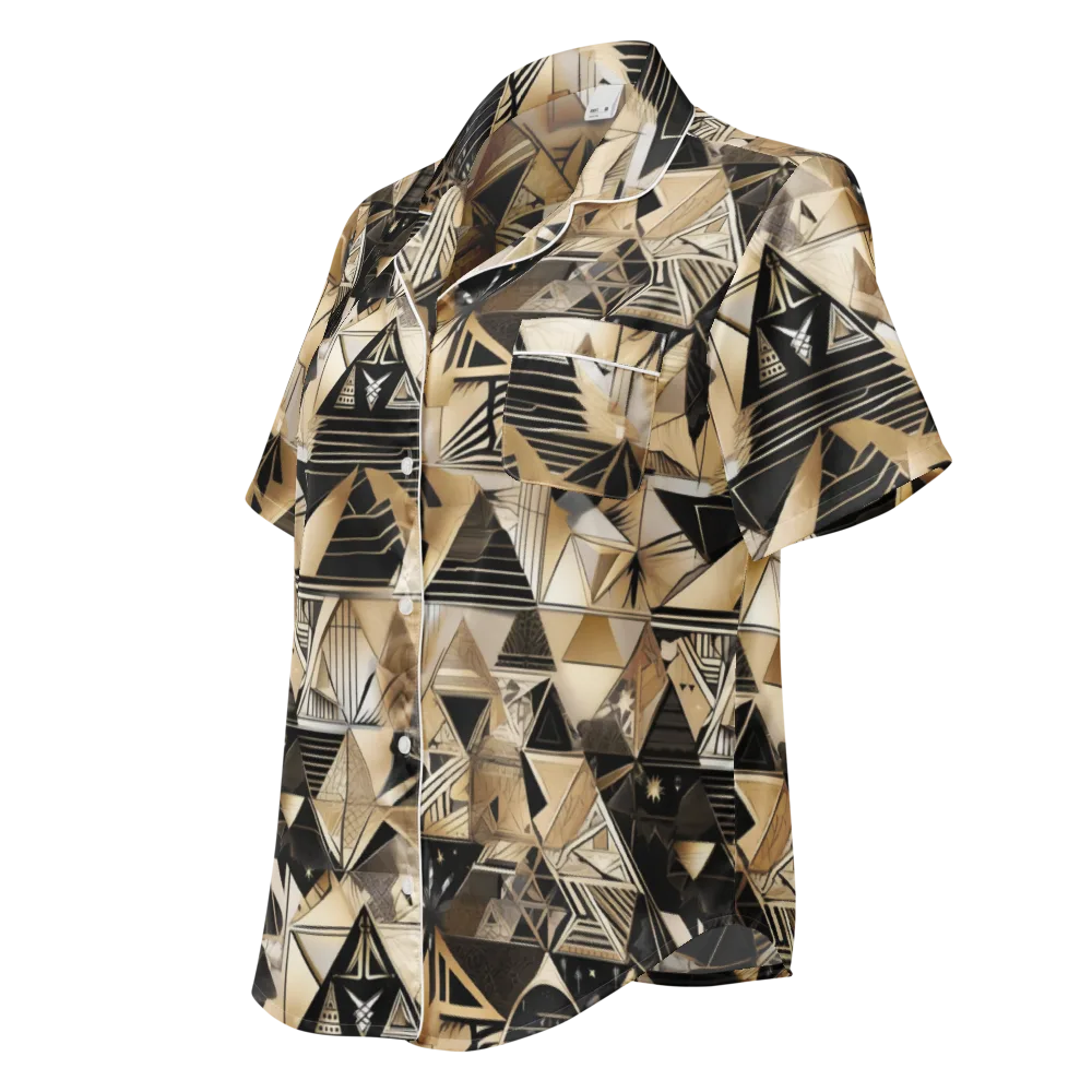 Nocturne Facets on Women's Short Sleeve Pajama Top — Left Front