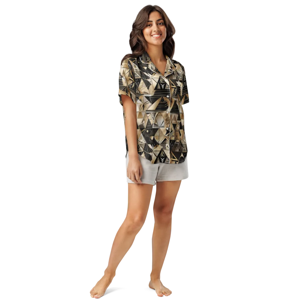 Nocturne Facets on Women's Short Sleeve Pajama Top — Front