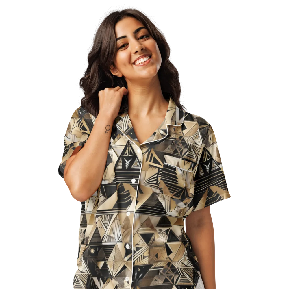 Nocturne Facets on Women's Short Sleeve Pajama Top — Front