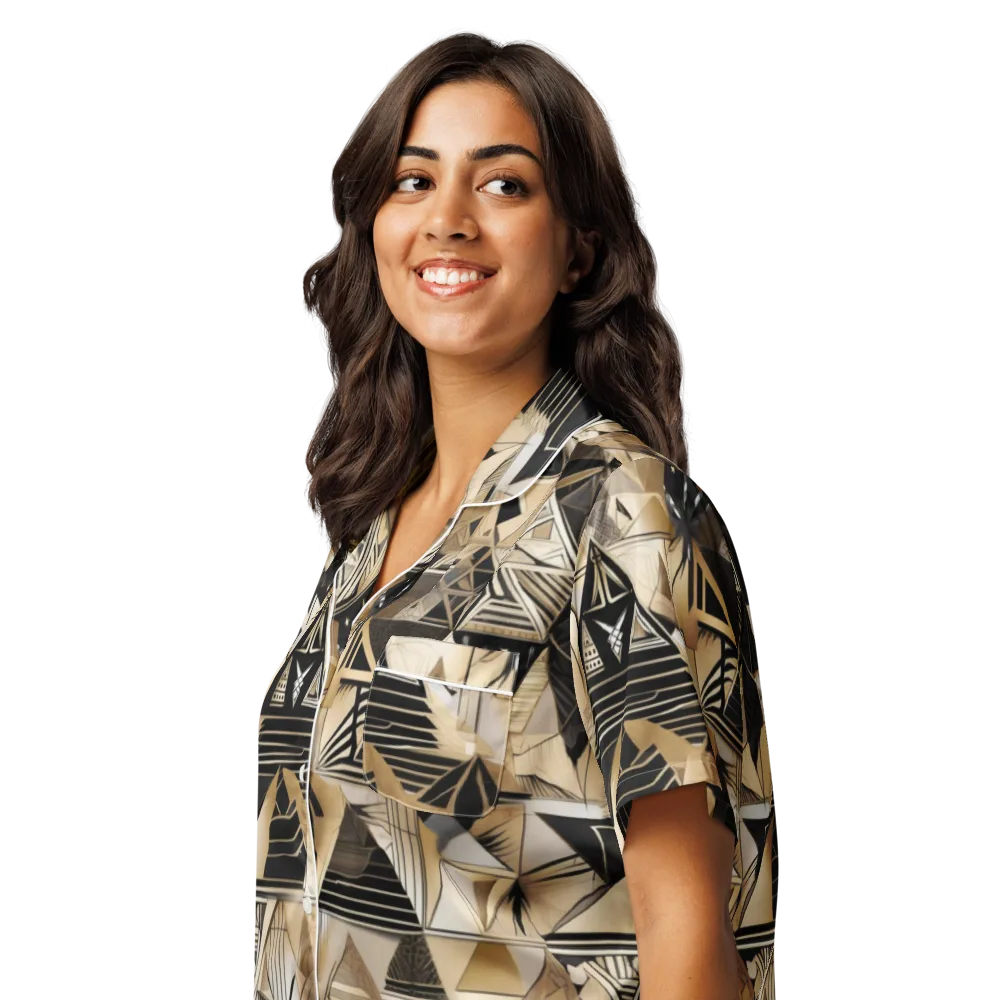 Nocturne Facets on Women's Short Sleeve Pajama Top — Left Front