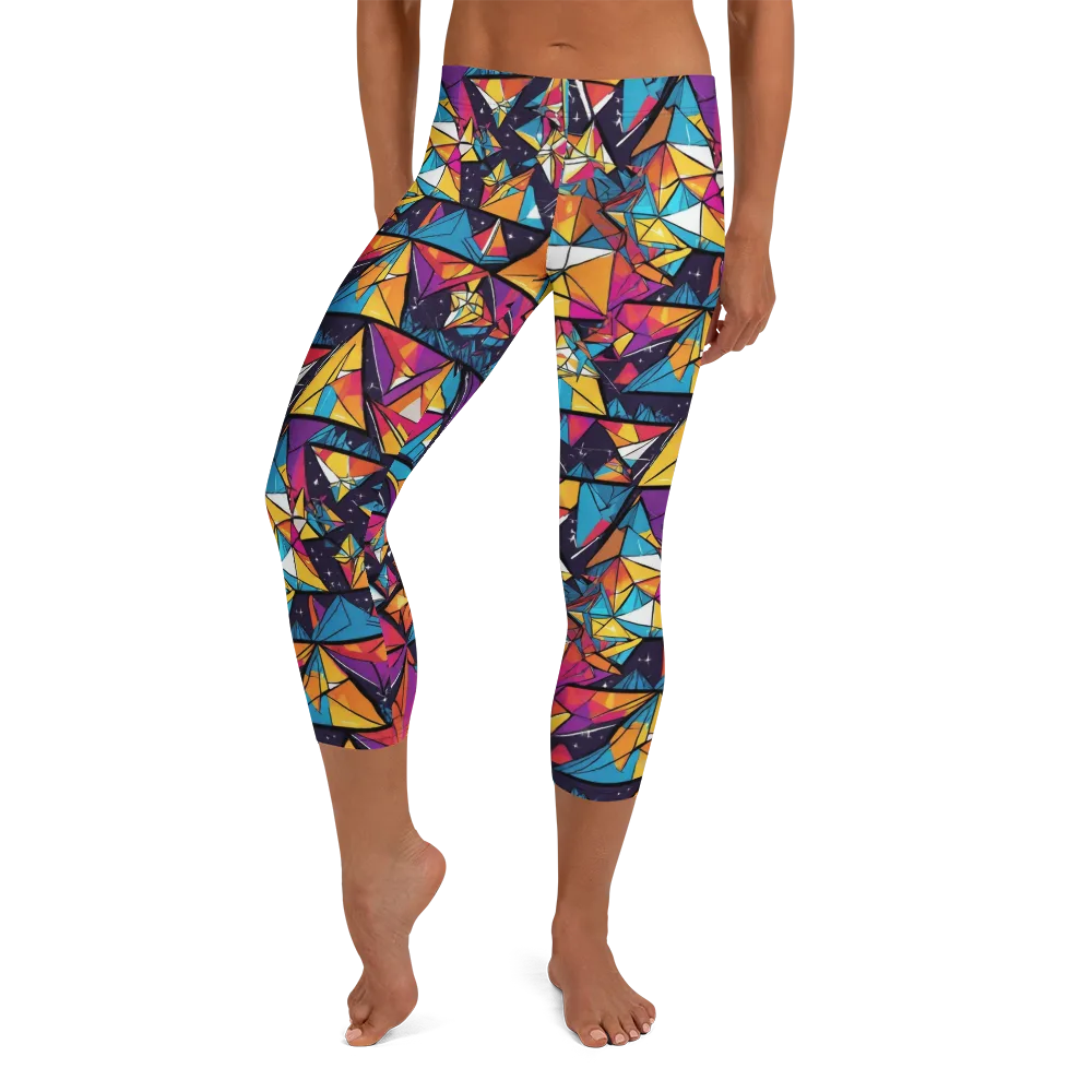 Prismatic Origami on Capri Leggings — Front