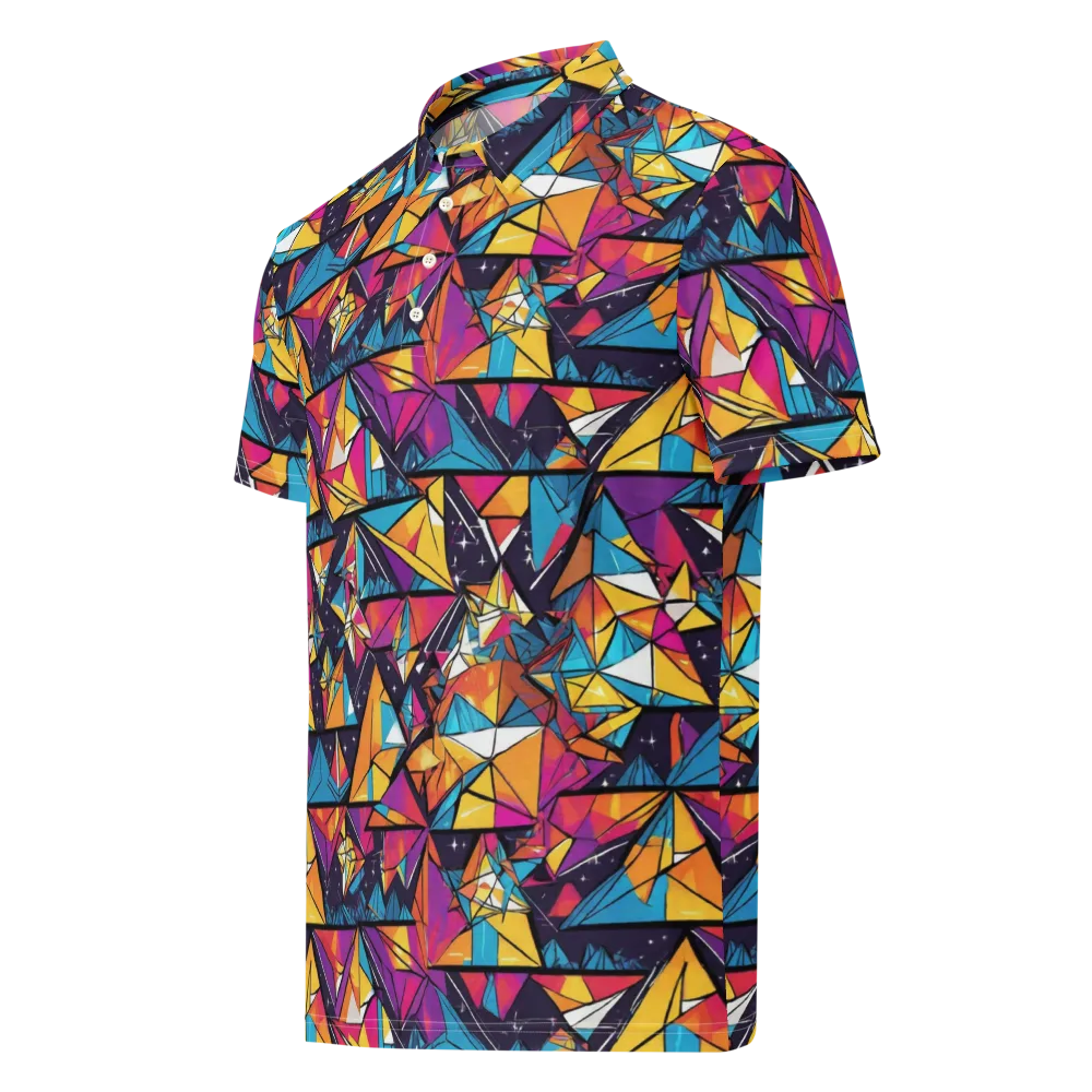 Prismatic Origami on Men's Slim Fit Polo Shirt — Left Front