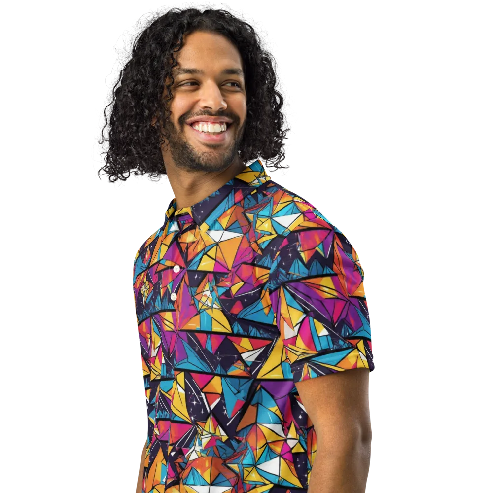 Prismatic Origami on Men's Slim Fit Polo Shirt — Left Front