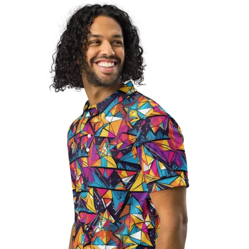 Prismatic Origami on a Men's Slim Fit Polo Shirt