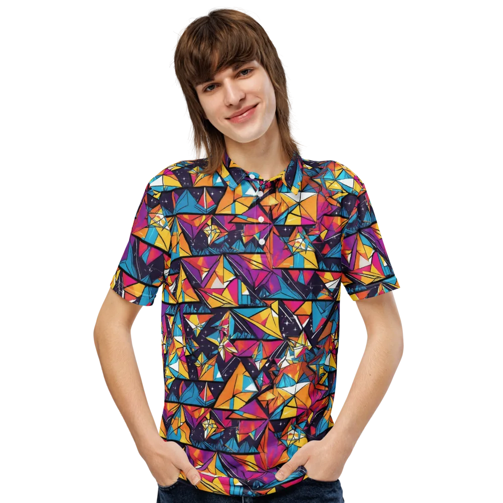 Prismatic Origami on Men's Slim Fit Polo Shirt — Front