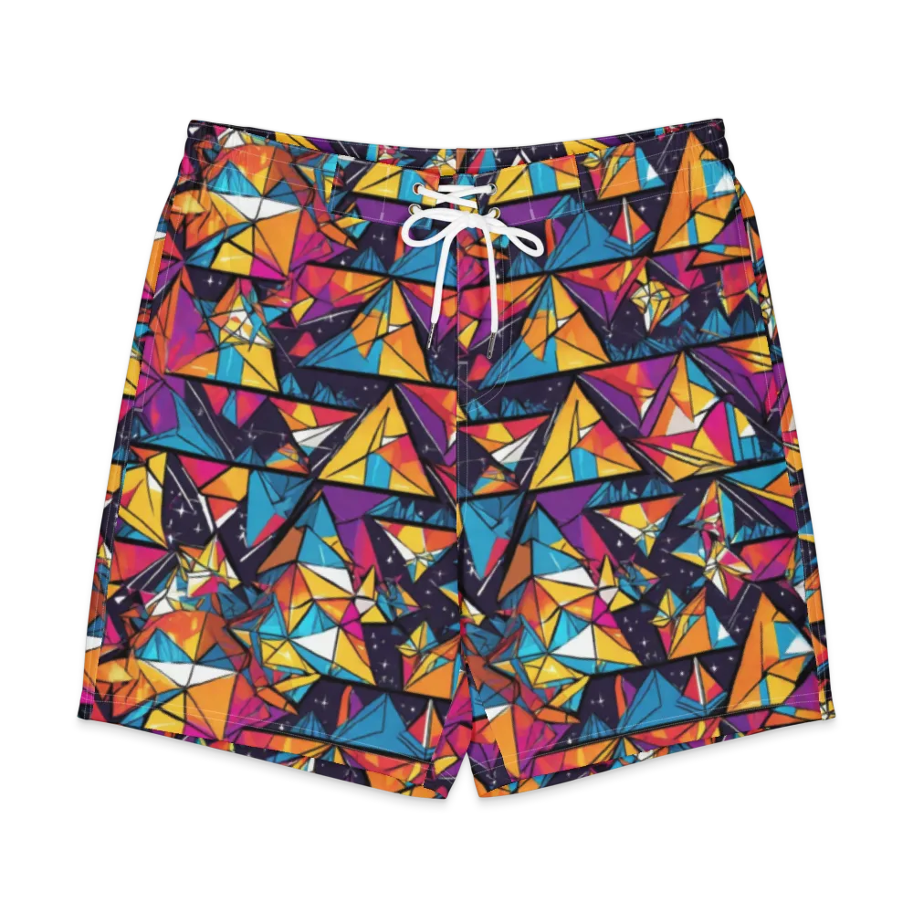 Prismatic Origami on Men's Board Shorts — Front