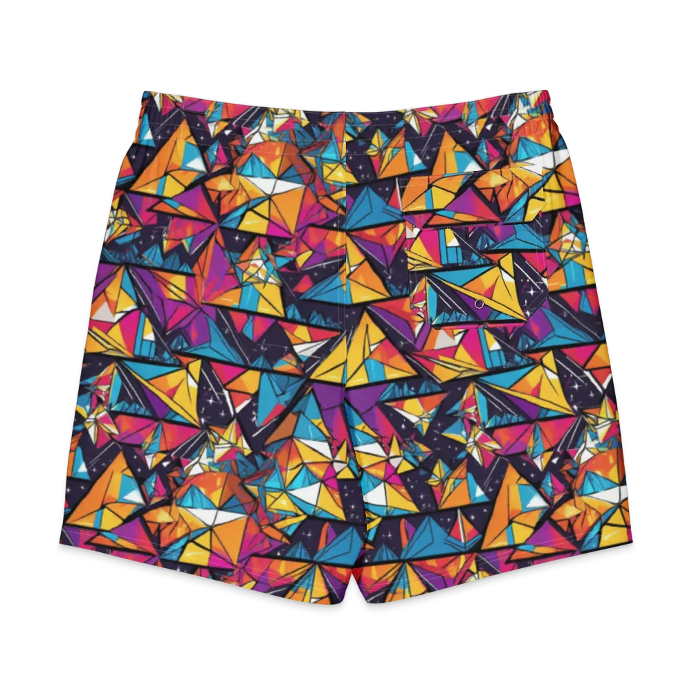 Prismatic Origami on Men's Board Shorts — Back