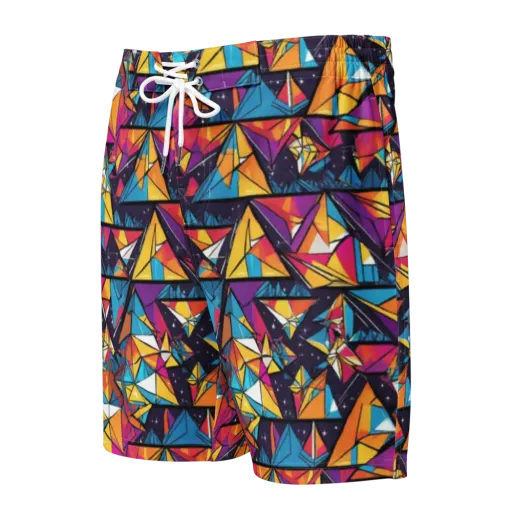 Prismatic Origami on a Men's Board Shorts