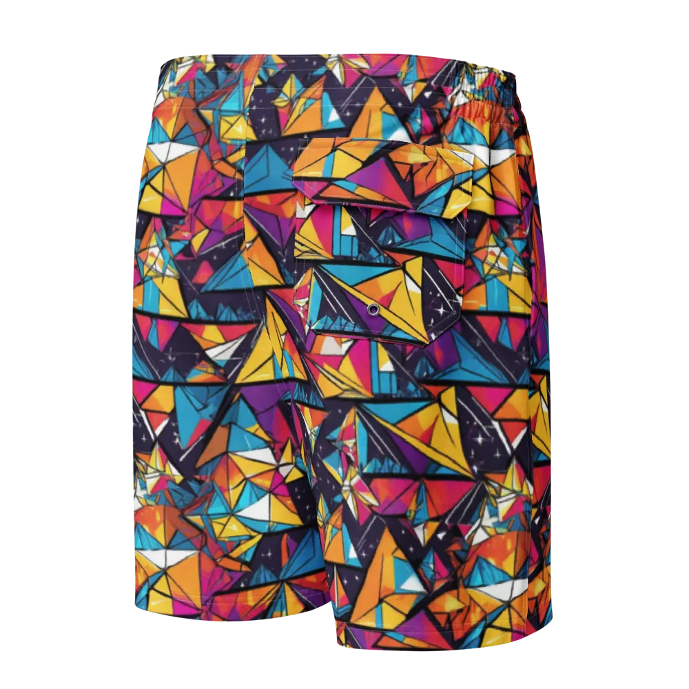 Prismatic Origami on Men's Board Shorts — Back