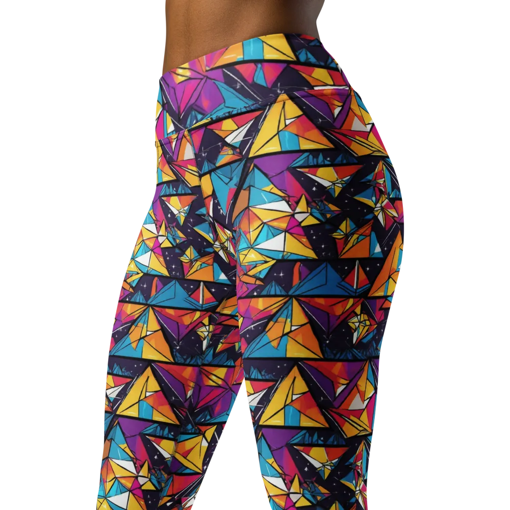 Prismatic Origami on Yoga Leggings — Left Front