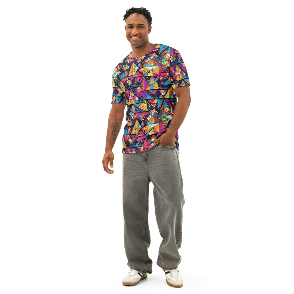 Prismatic Origami on Men's Cotton Crew Neck T-Shirt — Front
