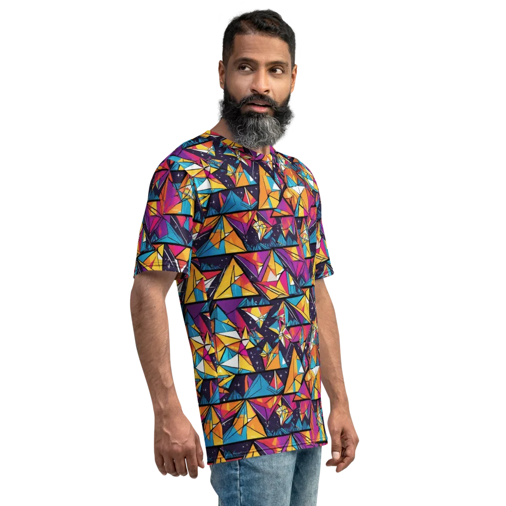 Prismatic Origami on Men's Crew Neck T-Shirt — Right